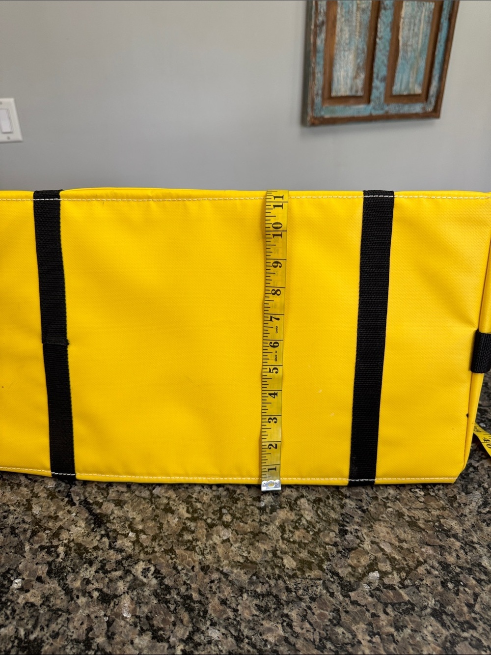 Waterproof heavy duty vinyl Bright Yellow Tote Bag with Black Straps NEW - Picture 5 of 8